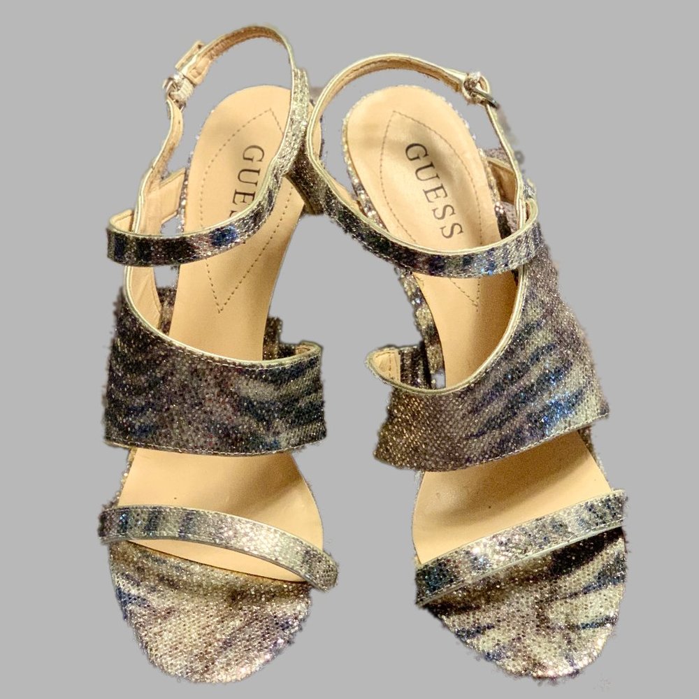 Guess Glitter Strappy Heals NWOT